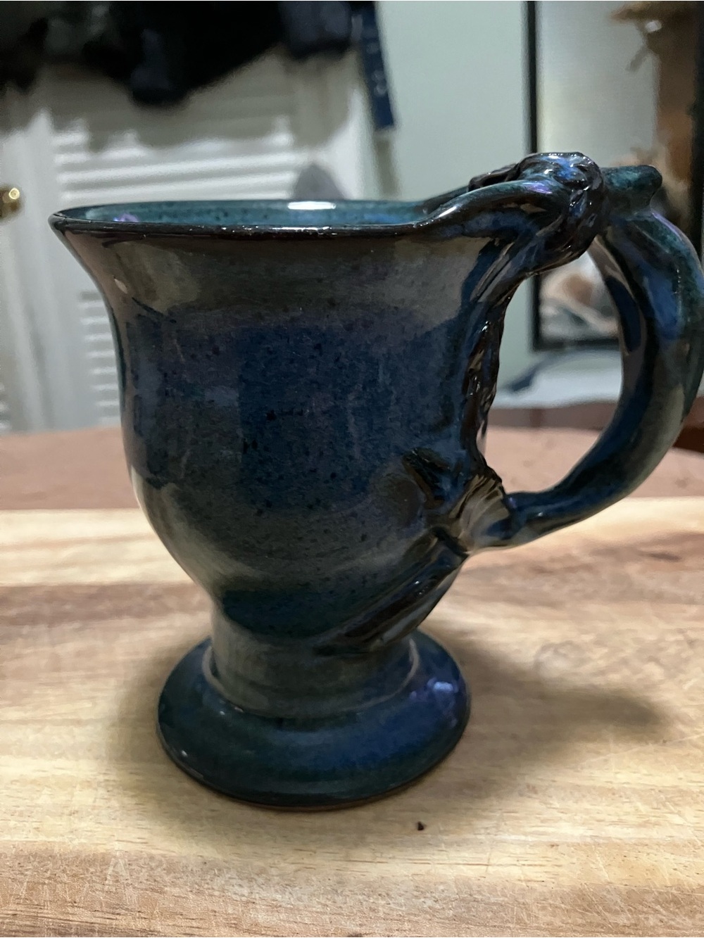 Handmade Blue Glazed Ceramic Studio Pottery Mug